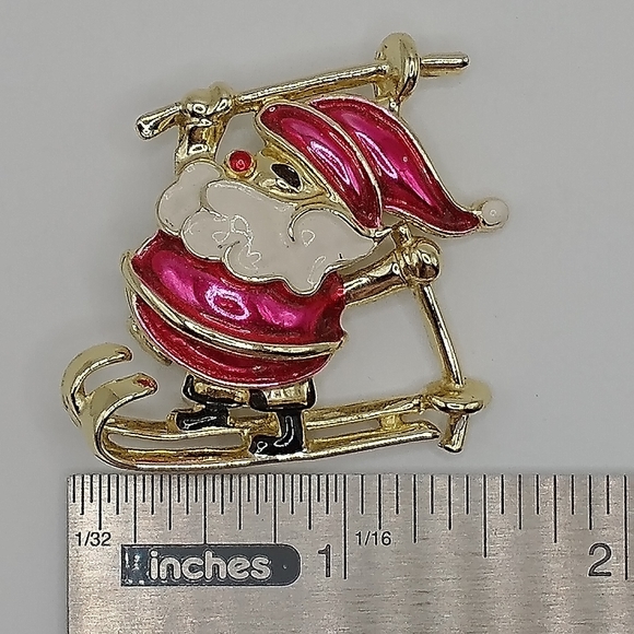 Skiing Santa Brooch - Picture 5 of 5